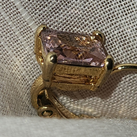 Pink Emerald Cut Hinged Earrings - Picture 1 of 11